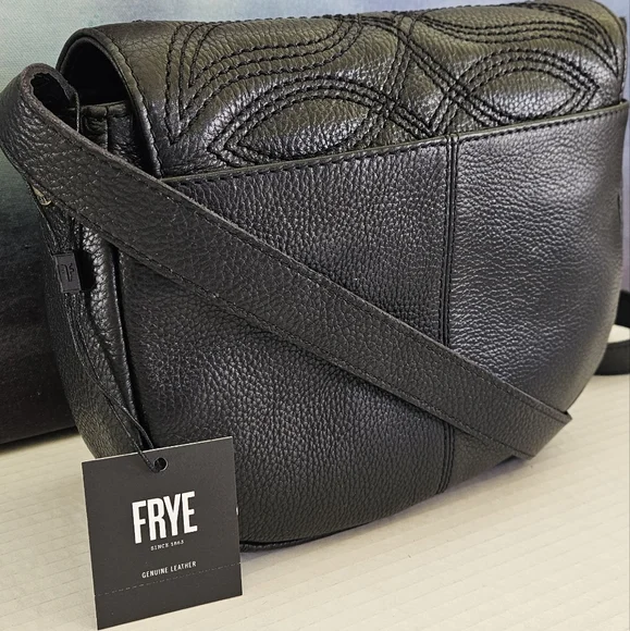 FRYE Black Pebble Saddle Crossbody Bag NWT - Picture 5 of 16